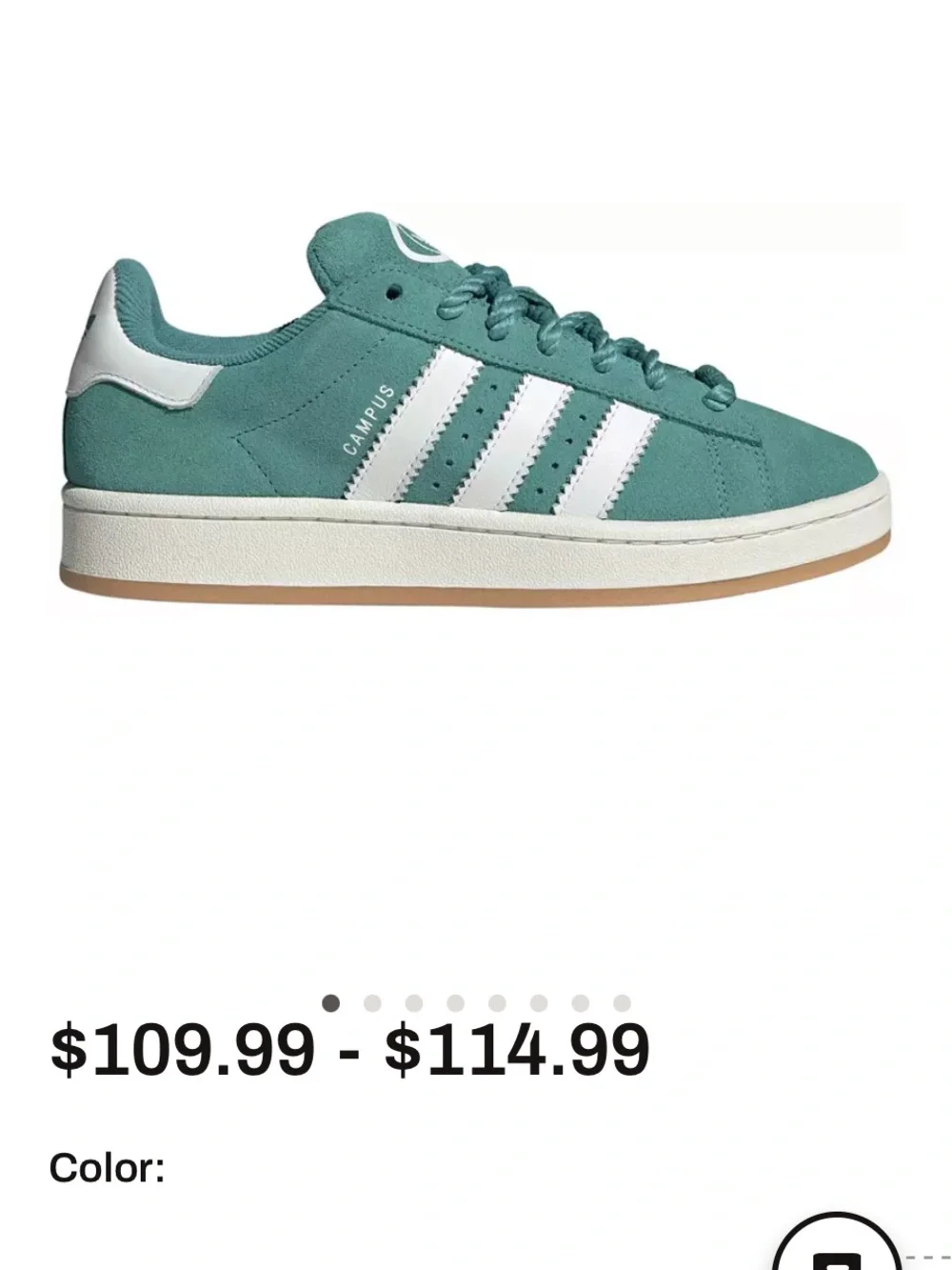 adidas Kids Campus Sneaker in Teal and White